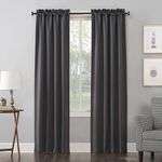 Sun Zero Easton Energy Saving Blackout Rod Pocket Curtain Panel, 40" x 84", Charcoal Gray