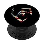 High School Baseball Catcher Gear American Flag Gift Sports PopSockets Swappable PopGrip