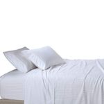 Stripes White 600 Thread Count California King Size Sheet Set, 100% Cotton Deep Pocket Bed Sheets 600TC.