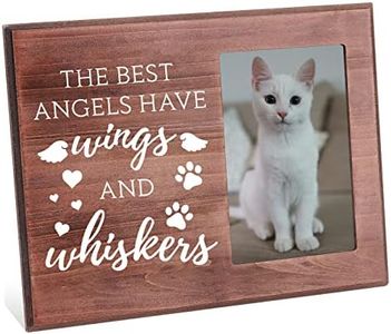 FINGERINSPIRE The Best Angels Have Wings and Whiskers - Cornice commemorativa per animali domestici, 10 x 15 cm, con motivo impronte di zampe, da appendere, da tavolo, in legno, per la perdita di cane
