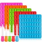 5 Pack 53 Cavity Gumdrop Jelly Molds, Chocolate Molds, Gummy Bear Candy Molds, 265 Gummy Bears Total +5 Droppers 100% BPA Free and FDA Approved