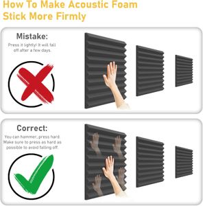 JBER Acoustic Foam Panels 48-Pack – Black Soundproof Wall Tiles