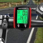 EXGUEACK Bike Computer Wired, Waterproof Bicycle Speedometer and Odometer with Backlight,19 Functions Cycle Pedometer with Large LCD Touch Screen for Outdoor Men Women Teens Bikers (Red)