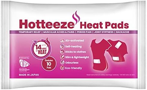 Hotteeze Heat Pads with Activated Carbon for Muscle & Menstrual Cramps Soothing, Eco-Friendly- Pack of 1 (10 Pads)