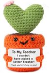 AVBODA Mini Teachers Gifts for Women Teacher Appreciation Gifts Cute Handmade Crochet Heart Cactus for Graduation Birthday Retirement End of Year Christmas Thanksgiving Day Present for Teachers