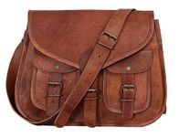 KPL 14 Inch Leather Purse Women Shoulder Bag Crossbody Satchel Ladies Tote Travel Purse Genuine Leather (Tan Brown)