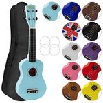 Mad About SU8 Soprano Ukulele in Light Blue with FREE Gig Bag, Pick, and Spare Strings – Great for Schools and Beginners