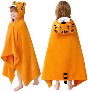 Joiedomi Hooded Towel for Kids Soft 100% Cotton Bath Beach Towel 30" x 50" for Kids 3-8 Years Toddler Pool Poncho with Hood Absorbent Swim Wrap for Boys Girls Yellow Tiger