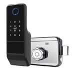 NAVKAR Systems Fingerprint, Card, Pin, Key, Smart Life Mobile App Access Motorised Lock for Wooden and Metal Doors