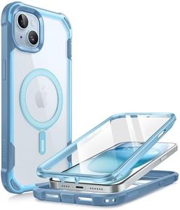 i-Blason AresMag for iPhone 15 Plus Case [6.7 inch], [MagSafe Compatible] Full-Body Dual Layer Anti-Slip Shockproof Rugged Clear Bumper Case with Built-in Screen Protector (Blue)