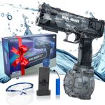 U2KEERE Electric Pulse Water Gun - Transparent Automatic Squirt Gun with Simulated Recoil, 500 Rounds, IP67 Waterproof, Outdoor Backyard Pool Beach Water Toy for Kids Adult (Black)