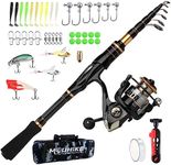 Telescopic Fishing Rod Reel Combo Collapsible Fishing Pole Spinning Reel Kit with Compact Tackle Bag, Fishing Gear Set Travel Fishing Rod Kit for Saltwater Freshwater Fishermen Gift