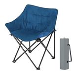 WOLTU Camping Chair for Adults, Padded Folding Chair High Back Fishing Chair Lightweight Portable Outdoor Chair, Carry Bag, Garden Chair Camp Chair, Faux Suede, Oxford Fabric, Blue