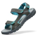 Walking Sandals Women, Summer Waterproof Hiking Sandals Comfortable Lightweight Sport Athletic Sandals Open Toe Sandals for Outdoor Beach Travel(Grey,8)