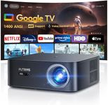 【Netflix Disney+ Licensed in Google TV】Projector 4K Support,1400ANSI Smart Auto Focus/Keystone FHD 1080P Projector Google Voice Control,WiFi6 Bluetooth 50% Zoom Video Projectors for Bedroom Outdoor