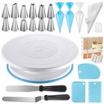 Kootek 71PCs Cake Decorating Supplies Kit, Cake Decorating Set with Cake Turntable, 12 Numbered Icing Piping Tips, 2 Spatulas, 3 Icing Comb Scraper, 50+2 Piping Bags, and 1 Coupler for Baking