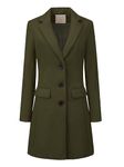 Allegra K Women's Notched Lapel Single Breasted Outwear Winter Coat Olive Green Large