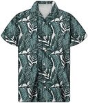 Coloranimal Tropical Palm Pattern Men's Short Sleeve Shirts for Hawaiian Beach T-Shirts Short Sleeve Camp Collar Casual Button Down Adults Hawaii Shirt Tops 2XL