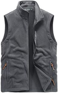 Panegy – Chaleco polar para hombre sin mangas – Chaqueta gruesa para invierno cálida, doble cara para viajes, camping, pesca, regalo para Navidad, cumpleaños, talla S a 2XL Style 2 Gris XXXL