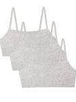 Fruit of the Loom Women's Spaghetti Strap Cotton Pull Over 3 Pack Sports Bra, Grey/Grey/Grey, 38