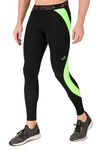 ReDesign Apparels Men's Nylon Compression Pants (Small, Black/Ngreen)