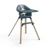 Stokke Clikk High Chair, Fjord Blue - All-In-One High Chair with Tray + Harness - Light, Durable & Travel Friendly - Ergonomic with Adjustable Features - Best for 6-36 Months or Up to 33 lbs