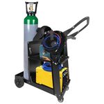 Welding Cart, 3-Tier Welding Trolley on Wheels, Heavy Duty Welder Cart for MIG TIG & Plasma Cutter, 100kg Capacity Rolling Metal Tool Trolley, Garage Equipment & Gas Bottle Storage
