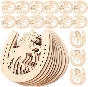 EXCEART 48pcs Wood Discs Slices Horseshoe Shape Unfinished Wooden Cutouts for Christmas Craft DIY Home Decoration