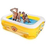 Seaborn Inflatable Swimming Pool Kids and Adults, Inflatable Pool 70" X 53" X 20" Family Kiddie Pools for Toddlers, Adults, Outdoor, Garden, Backyard, Summer Water Party,Yellow