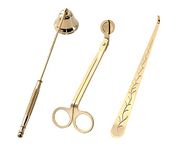 ARSUK Candle Snuffer - 3 in 1 Candle Wick Trimmer Set, Candle Care Kit with Candle Cutter, Candle Snuffer, Candle Wick Dipper, Stylish Package for Candle Lovers (Solid Brass Gold)