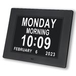 SSINI Alzheimers Clock Dementia Clock -Clock with Date and Time for Elderly Level 5 Auto Dimmable Display Non-Abbreviated Day & Month Alarm