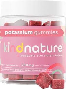 Kind Nature Potassium Supplement 500mg - Chewable Potassium Gummies for Adults & Kids - Pure Potassium Bicarbonate Mineral Supplement - Vegan, Gluten Free, Non GMO - 60 Gummies (30 Day Supply)