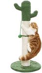 Lesure Tall Cat Scratching Post for Indoor Cats Adults - Cactus Sisal Rope Large Cat Scratcher with Hanging Ball for Cats (34" Tall)