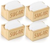 4 Pcs Bamboo Sugar Packet Holder Tea Bag Organizer Drawer Sugar Packet Container Sugar Packet Dispenser Sugar Packet Organizer Caddy Coffee Creamer Holder Tea Storage Box for Counter Coffee Bar (4)