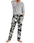 Hanes Men's ComfortSoft Cotton Printed Lounge Pants, 31" Inseam, Pockets, Drawstring/Elastic Waist, Black & Grey Camo, XX-Large