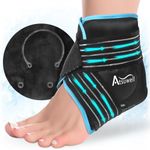 Atsuwell Ankle Ice Pack Wrap, Reusable Gel Ice Pack for Foot Ankle Heel, Cold Compress Therapy for Soothing Pain, Injuries, Achilles Tendonitis, Swelling, Sprained Ankles and Heels - Black