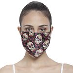 The House of tara - Floral Black Three Layer Woven Fabric Outdoor Protection Reusable Face Mask with Printed Design for Men and Women