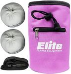 Rock Climbing Chalk Bag and 2 x Chalk Balls - No Leak Drawstring Bag and Secure Zip Pocket, Pink