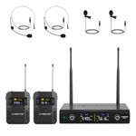 Phenyx Pro UHF Wireless Microphone System w/ 2x30 Frequencies, Metal Cordless Mic Set, 2 Bodypacks & Headsets/Lapel Microphones for Speaking, Singing, Church, DJ (PTU-52-2B)