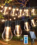 Solar String Lights Outdoor,14M/46FT USB&Solar Patio Lights with Remote, 30LED Shatterproof Bulbs, 8Modes, IP65 Waterproof Outdoor Solar Lights for Garden, Gazebo,Party Wedding Decor