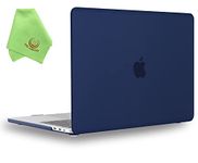 UESWILL Matte Hard Case Compatible with MacBook Pro 15 inch with Touch Bar & USB-C 2016 2017 2018 2019 Release Model A1990 A1707, Navy Blue