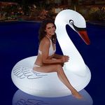 Junbig Inflatable Pool Floats, Solar Powered Large Swan Pool Float Adult, LED Color Changing Swan Floaties for The Pool, 42'' Lake Floats for Adults in Summer Outdoor Seaside, Lake, Pool