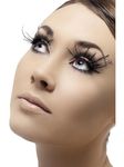 Smiffys Eyelashes, Black with Feather Plumes, Contains Glue, Fever Eyelashes Fancy Dress, Fever Dress Up Cosmetics & Disguises.