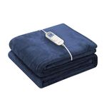 Wapaneus Heated Blanket Electric Blanket with 10 Heating Levels 12 Hours time Settings and Auto Shut Off, Flannel Fast-Heating Electric Blanket，72" x 84" Full Size,Blue