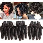 Molefi Brazilian Funmi Hair 3 Bundles Spiral Curl Human Hair Short Curly Weave 9A Unprocessed Brazilian Human Hair Extensions 100g/pc Full Head Natural Color (12" 12" 12")