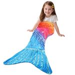 Catalonia Classy Mermaid Tail Blanket for Girls, Soft Plush Flannel Mermaid Sleeping Bag for Kids Fish Scale Pattern Lightweight Wearable Mermaid Snuggle Throw Birthday Gift MM213