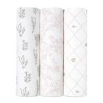 aden + anais Silky Soft Swaddle Blanket, Boutique Muslin Blankets for Girls & Boys, Baby Receiving Swaddles, Ideal Newborn & Infant Swaddling Set, Perfect Shower Gifts, 3 Pack, French Floral