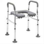HANNEA® Toilet Seat with Handrail, Aluminum Alloy Commode Chair for Toilet Adult with Anti-slip Suction Cup Feet & Waterproof PU Padded Seat, Adjustable Height & Width, Universal Toilet Chair Riser