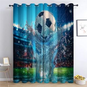 Rideau Occultant Thermique Coupe du Monde L75 x H166 cm - Opaque Imprimé en 3D, à Œillets, Lot de 2 - Isolant pour Chambre Enfant
