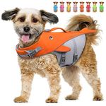 VIVAGLORY Dog Life Vest for Small & Medium Dogs, Easy on & off Sports Style Dog Life Jacket with Adjustable Nylon Straps, Bright Orange